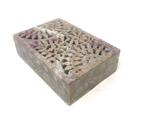 Shreyshti Soapstone Storage / Tarot Card Box Net Carving approx 6"x4" for Tarot Cards, Jewelry etc. - Image 2